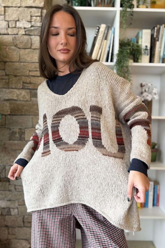 Big Softie Amour Slouch Knit Jumper Mocha Marl /10=
